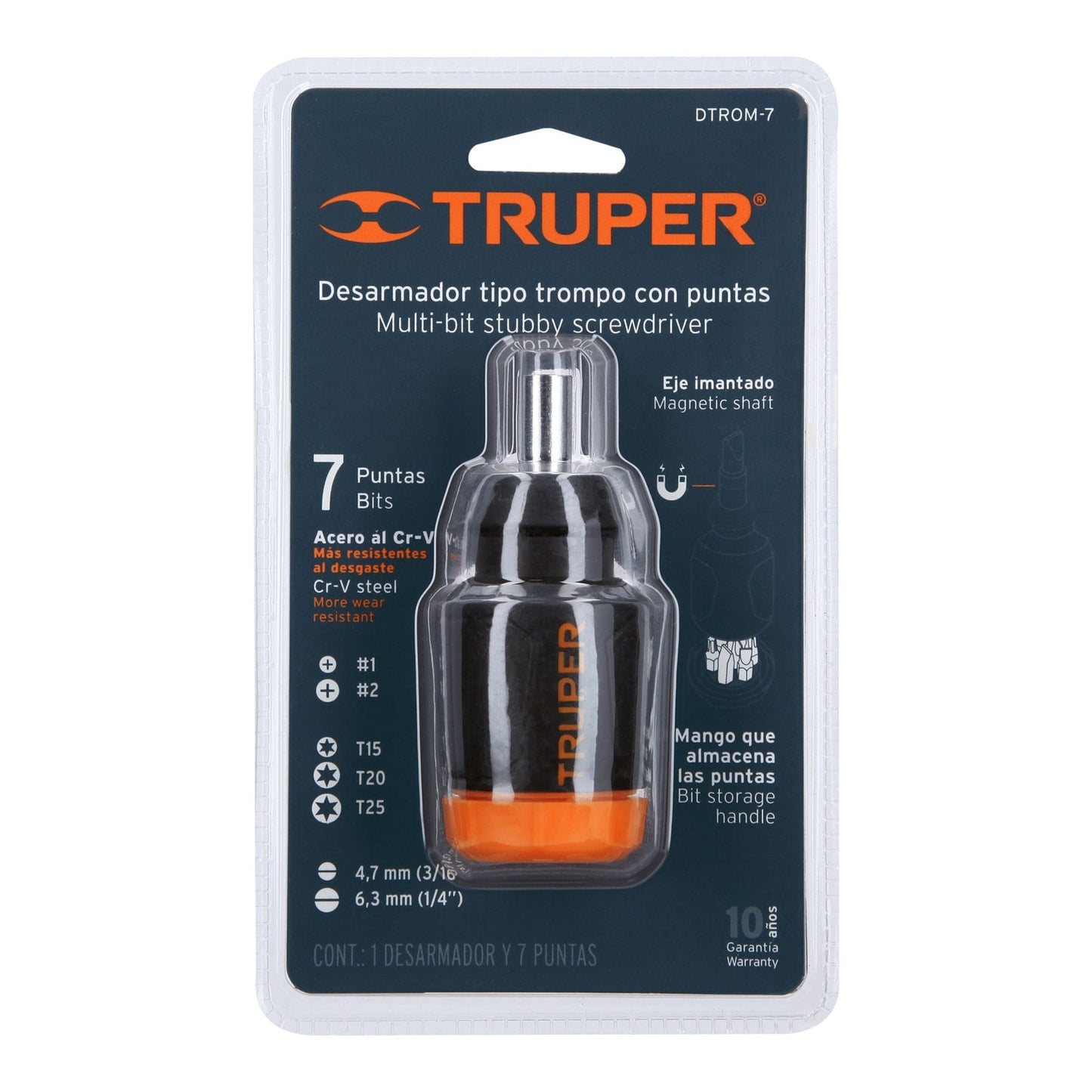 Desarmador tipo trompo con 7 puntas