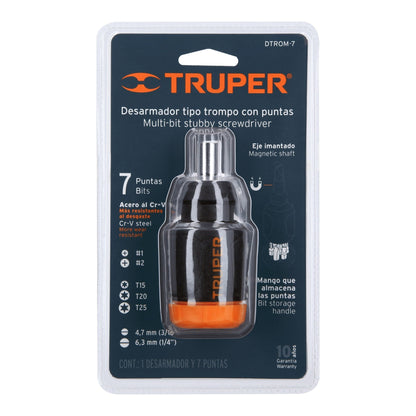 Desarmador tipo trompo con 7 puntas