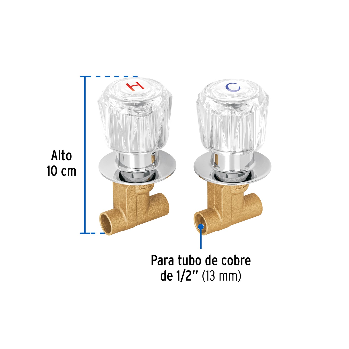 Juego de llaves empotrar roscables con maneral acrílico