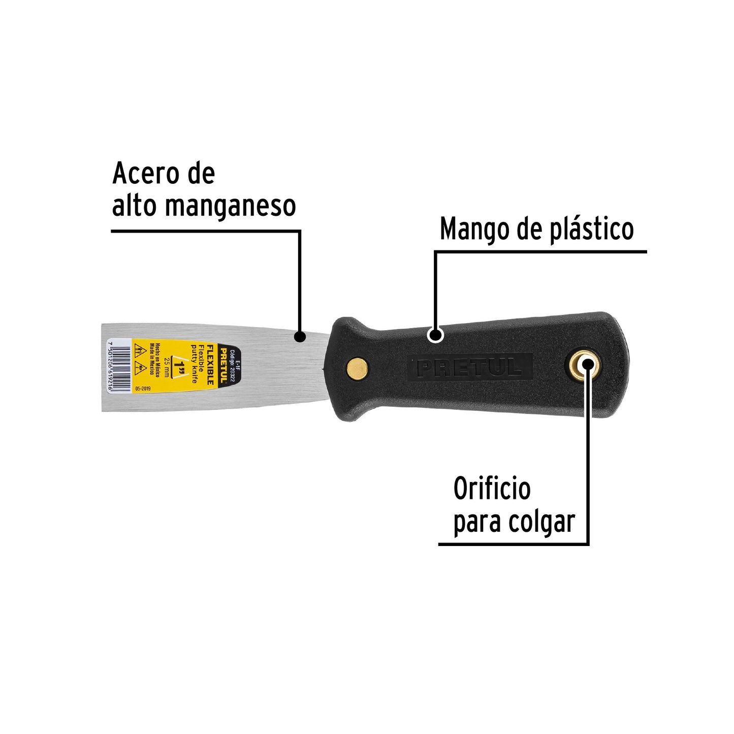 Espátula flexible 1 con mango de plástico