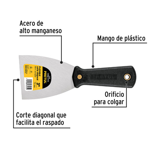 Espátula flexible 3 con mango de plástico