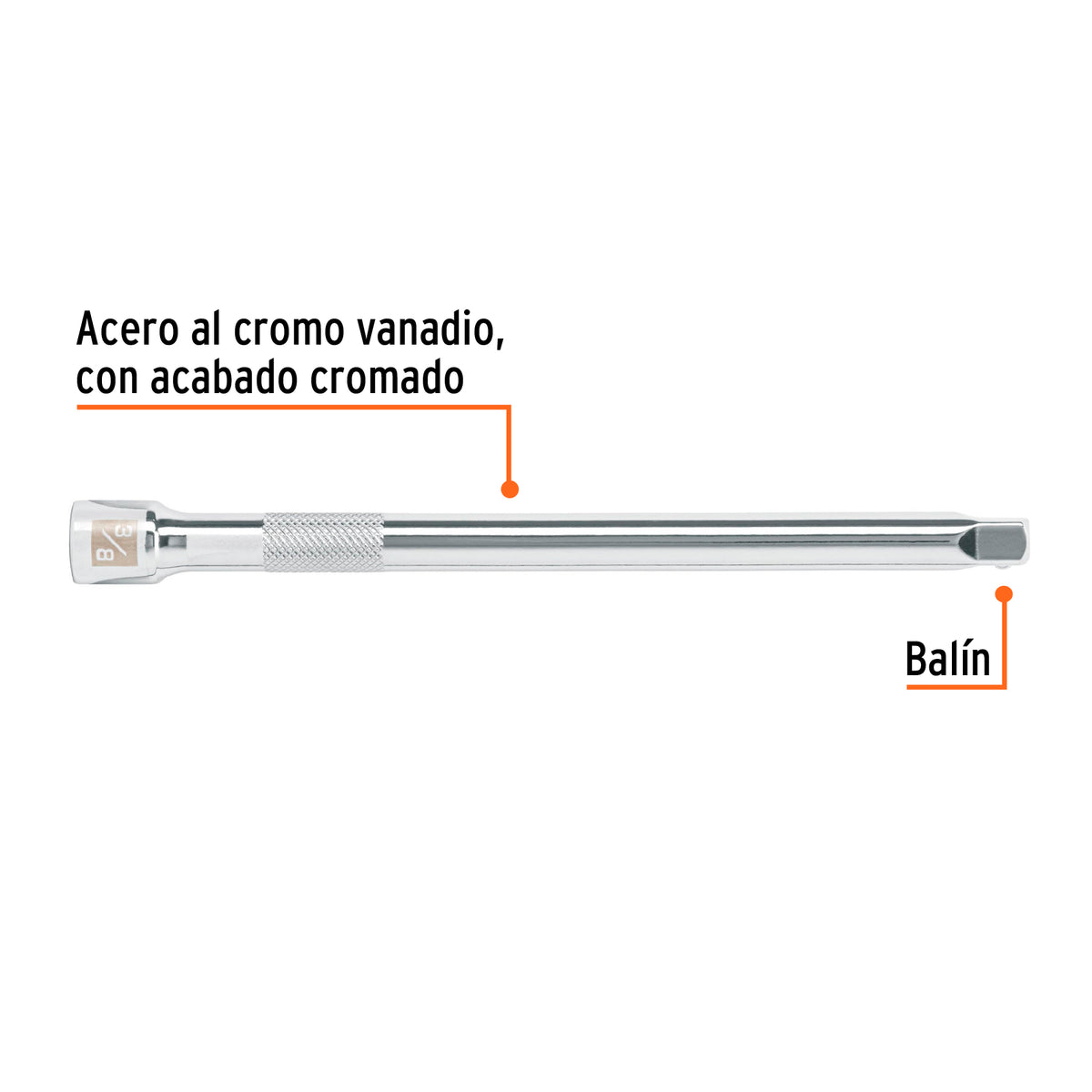 Extensión matraca cuadro 3/8 pulg 8 pulg