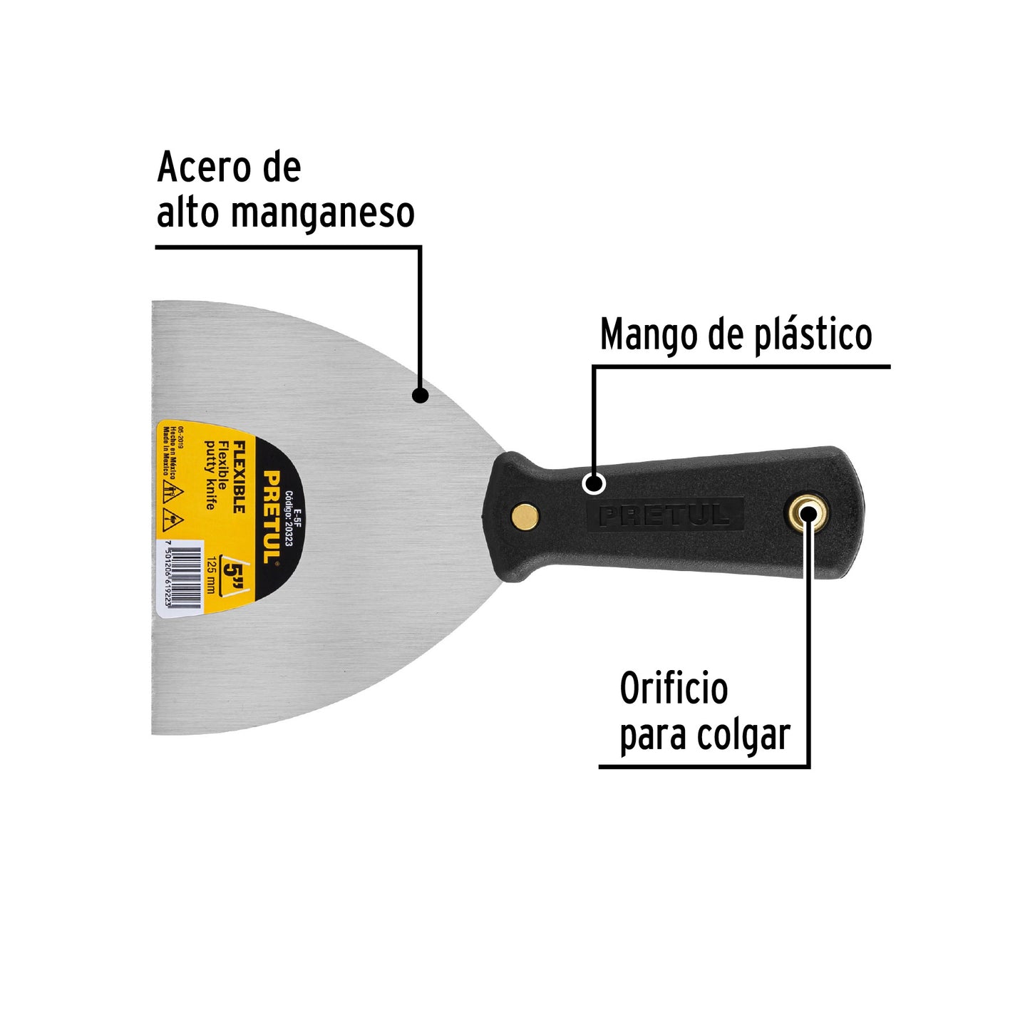 Espátula flexible 5 con mango de plástico