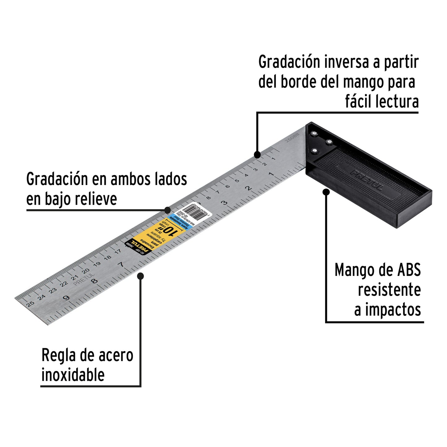 Escuadra para carpintero con mango 10