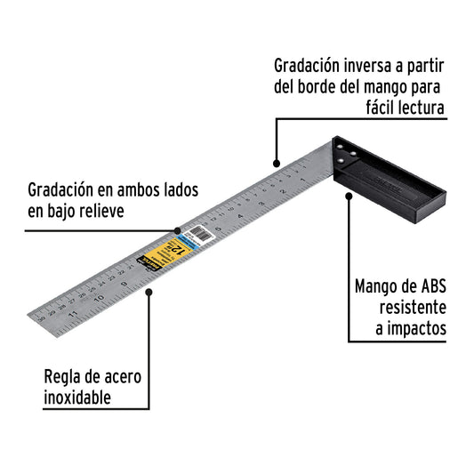 Escuadra para carpintero con mango 12