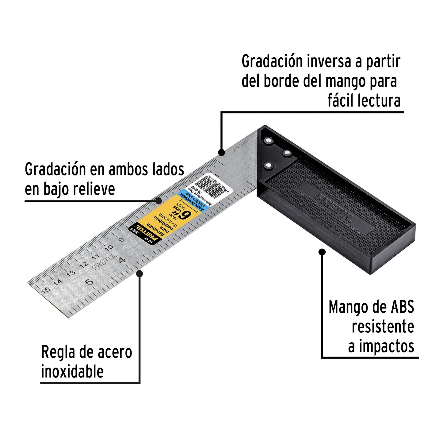 Escuadra para carpintero con mango 6