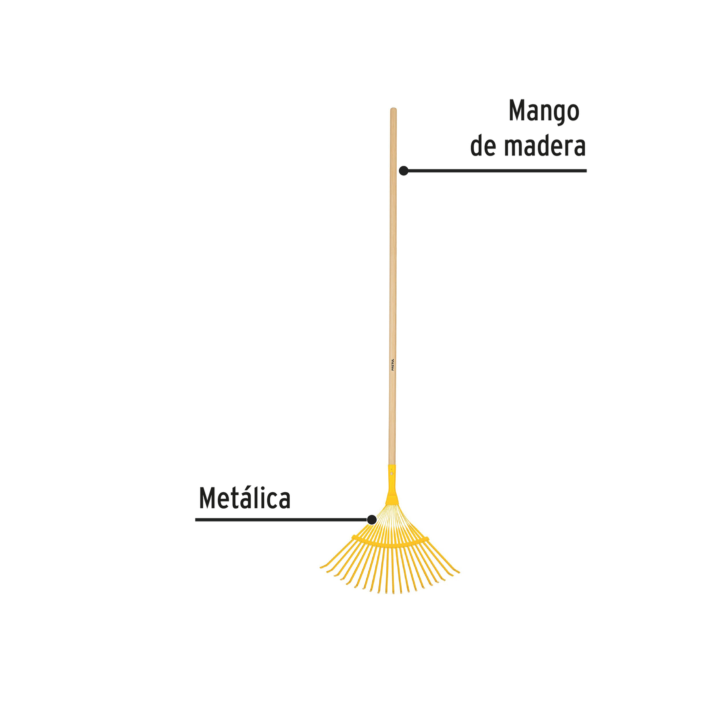 Escoba metálica curva para jardín 20 dientes