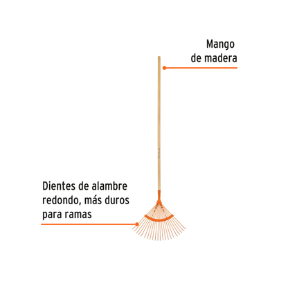 Escoba metálica curva para jardín resistente 22