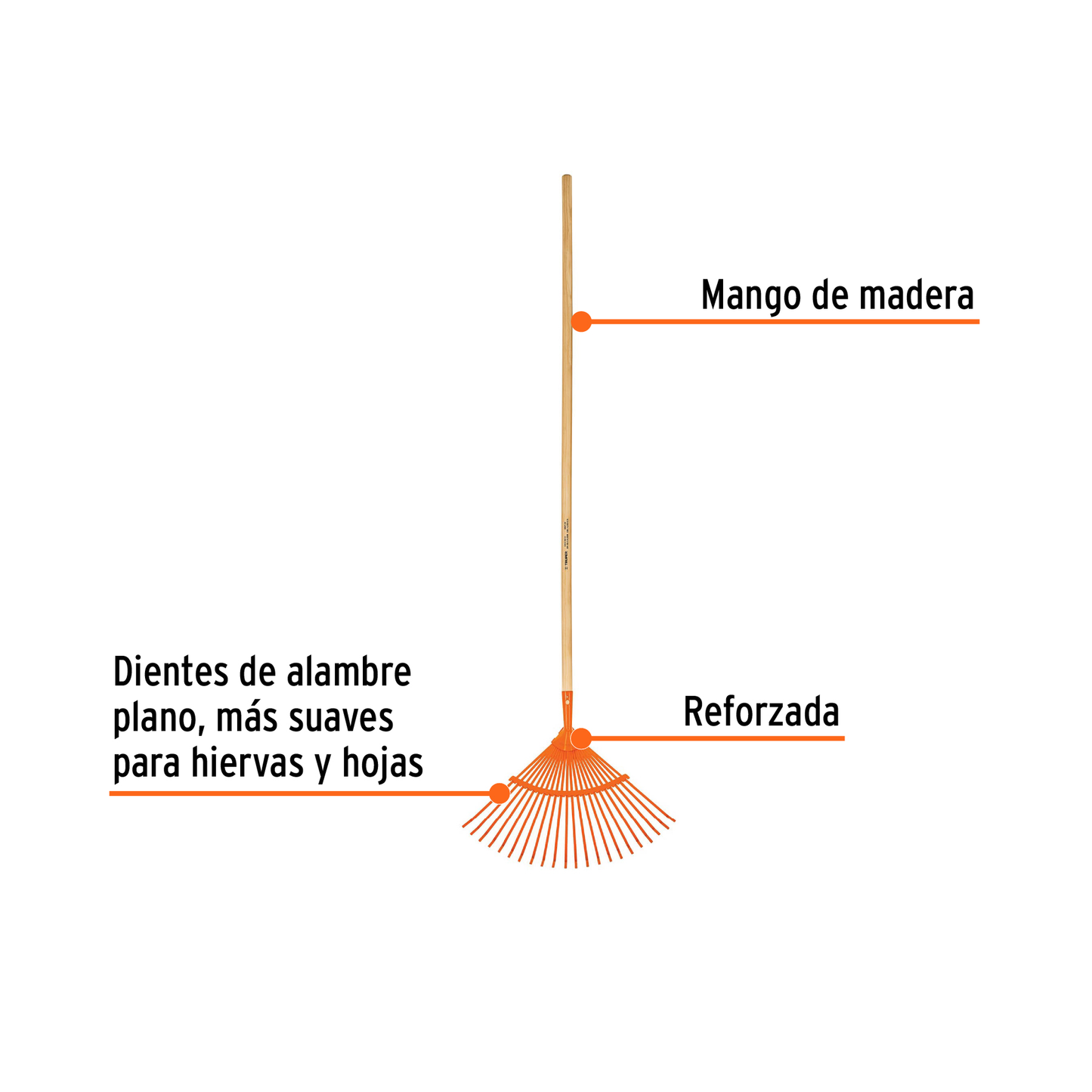 Escoba metálica curva para jardín 22 dientes