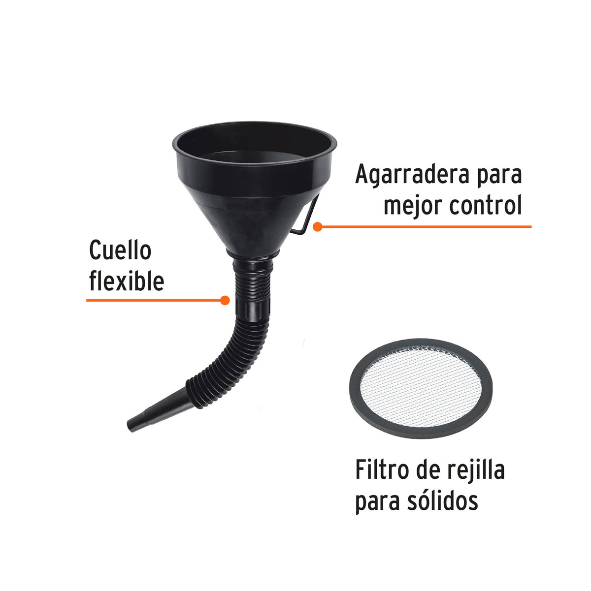 Embudo plástico 500 ml con filtro
