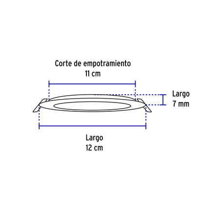 Luminario LED plafón de 6 W con luz de día ultradelgado redondo