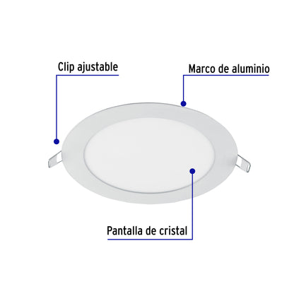 Luminario LED plafón de 12 W con luz de día ultradelgado redondo