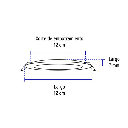 Luminario LED plafón de 12 W con luz de día ultradelgado redondo