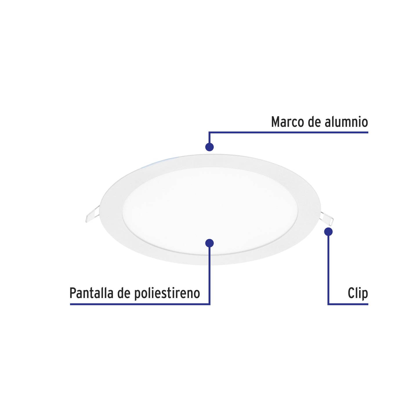 Luminario LED plafón de 18 W con luz de día ultradelgado redondo