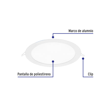 Luminario LED plafón de 18 W con luz de día ultradelgado redondo