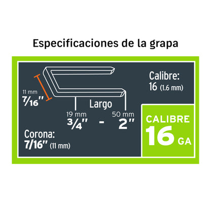 Engrapadora neumática calibre 16