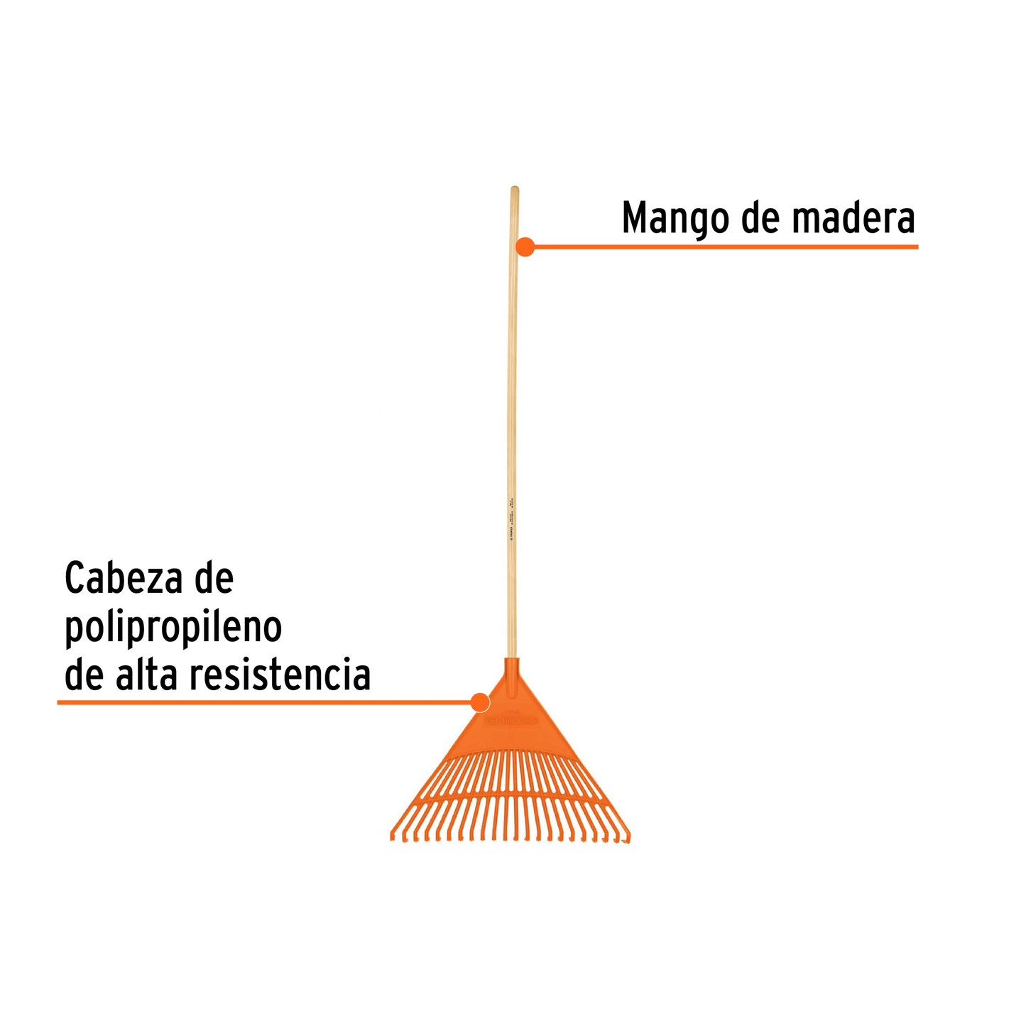 Escoba plástica rígida para jardín 22 dientes