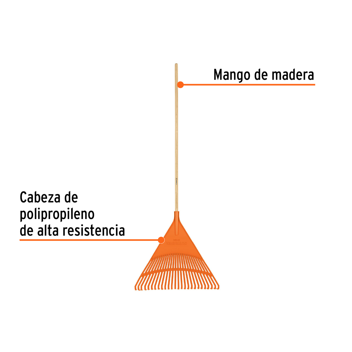 Escoba plástica rígida para jardín 26 dientes