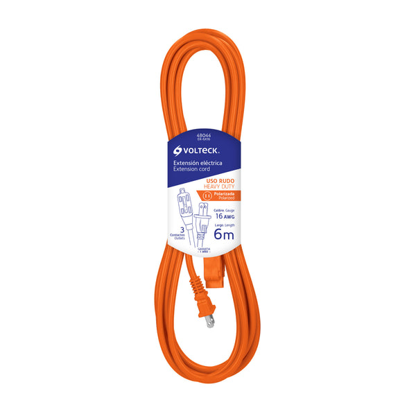Extensión eléctrica de uso rudo de 6 m con calibre 2x16 AWG