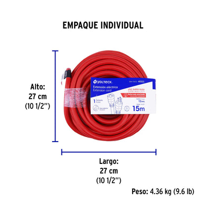 Extensión reforzada aterrizada 15 m 3x12 AWG · vista 5
