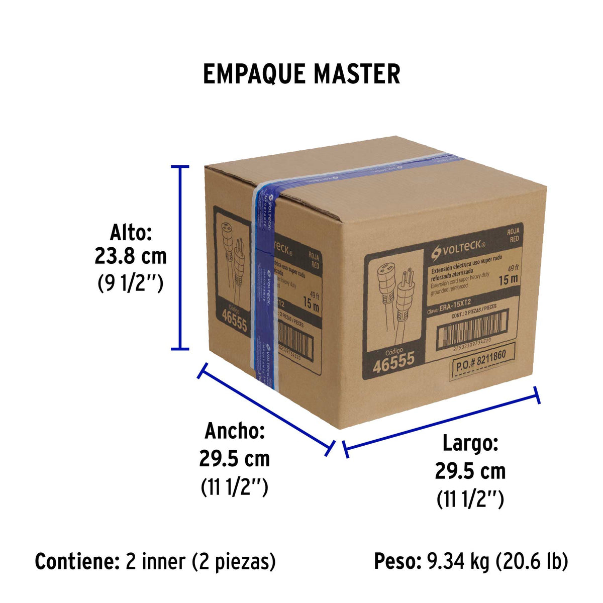 Extensión reforzada aterrizada 15 m 3x12 AWG · vista 7