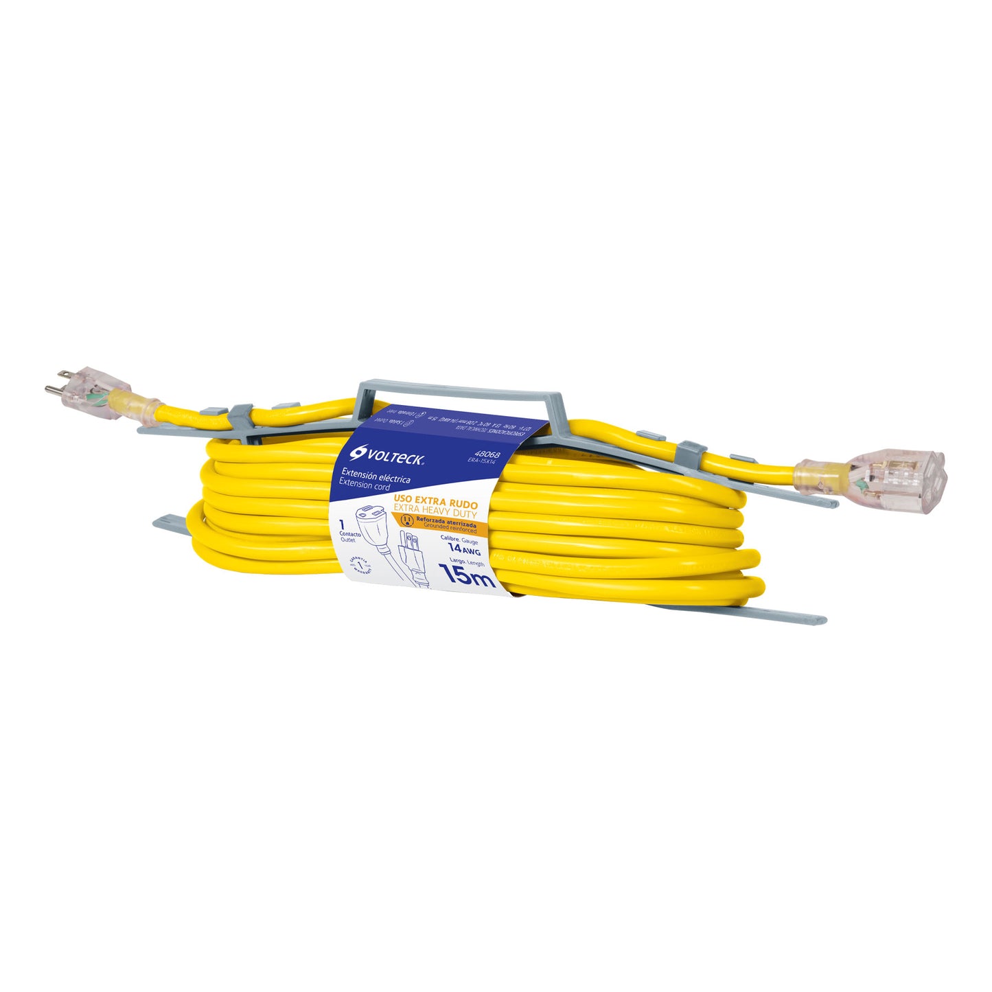 Extensión reforzada aterrizada 15 m 3x14 AWG