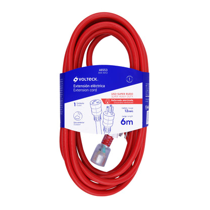 Extensión reforzada aterrizada 6 m 3x12 AWG