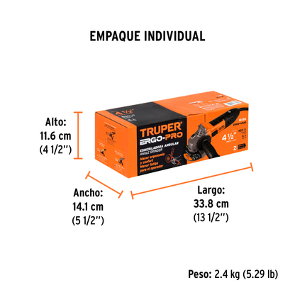 Esmeriladora angular de 950 W y  con interruptor de uso continuo