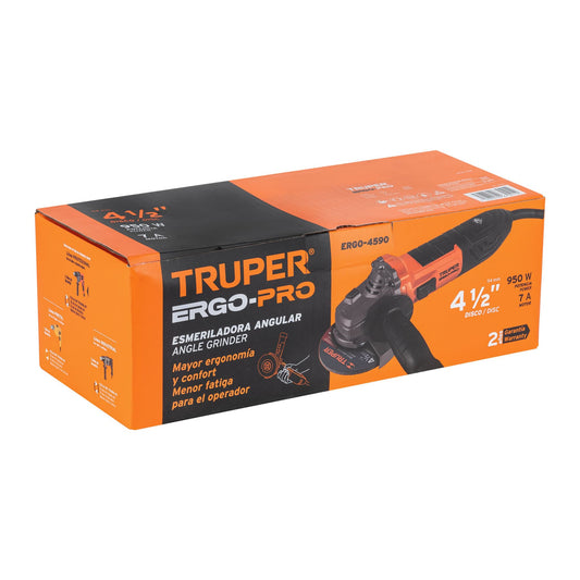 Esmeriladora angular de 950 W y  con interruptor de uso continuo