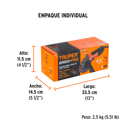 Esmeriladora angular de 950 W y  con interruptor de uso continuo