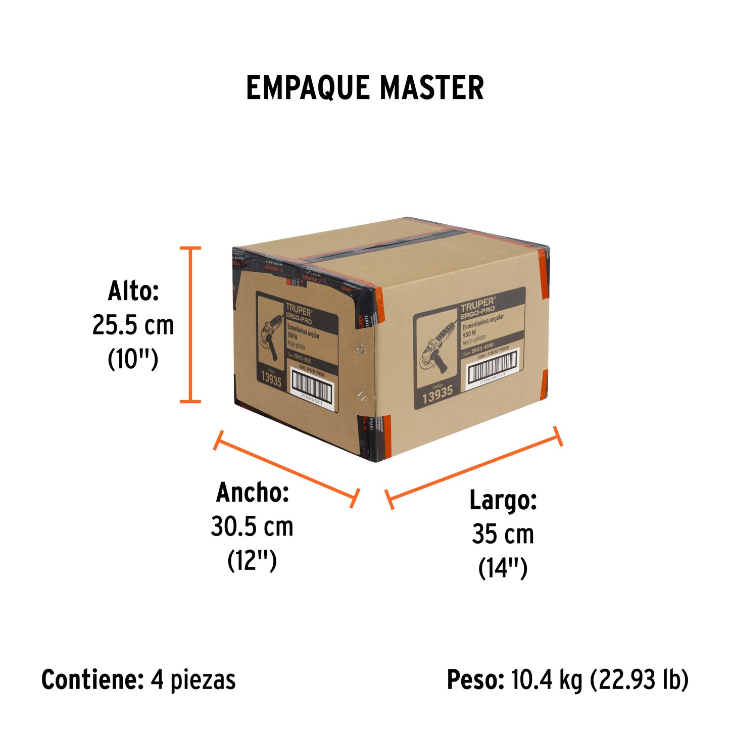 Esmeriladora angular de 950 W y  con interruptor de uso continuo