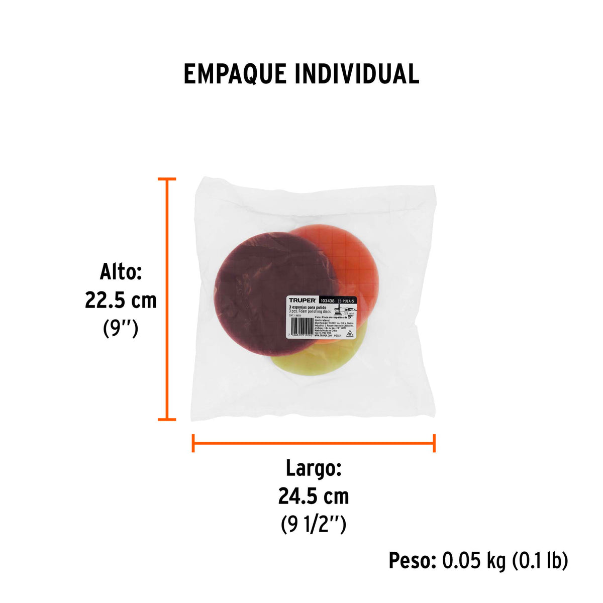 Juego de 3 esponjas para pulir de 5" hook and loop · vista 4