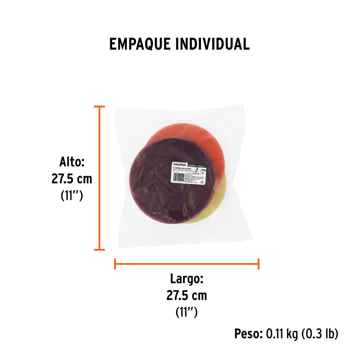 Juego de 3 esponjas para pulir de 7" hook and loop · vista 4