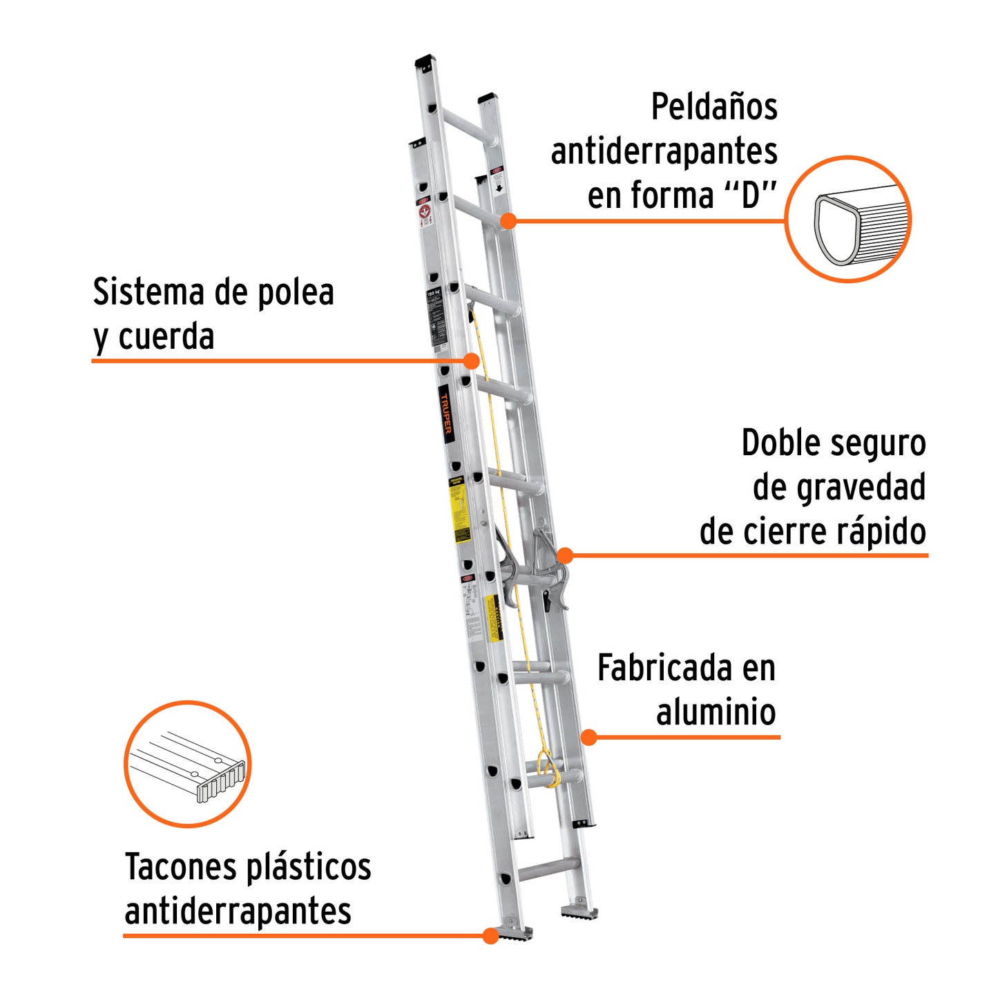 Escalera de extensión tipo III con 16 peldaños