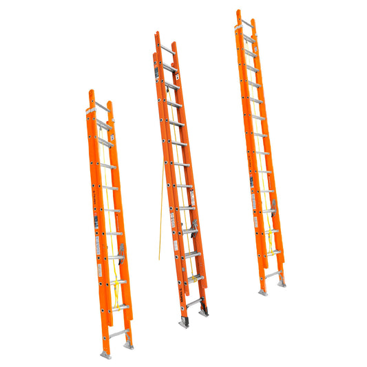 Escalera de extensión de 28 peldaños Tipo II fabricada en fibra de vidrio