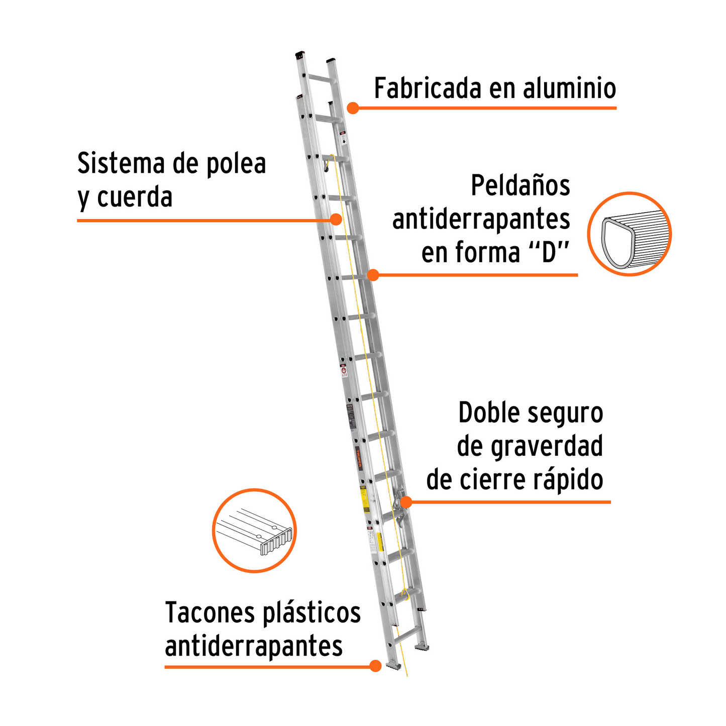 Escalera de extensión tipo III con 28 peldaños