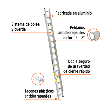 Escalera de extensión tipo III con 28 peldaños