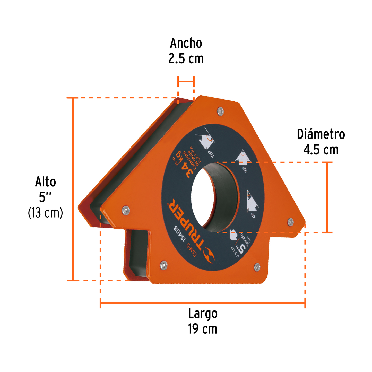 Escuadra magnética para soldar de 5 pulgadas
