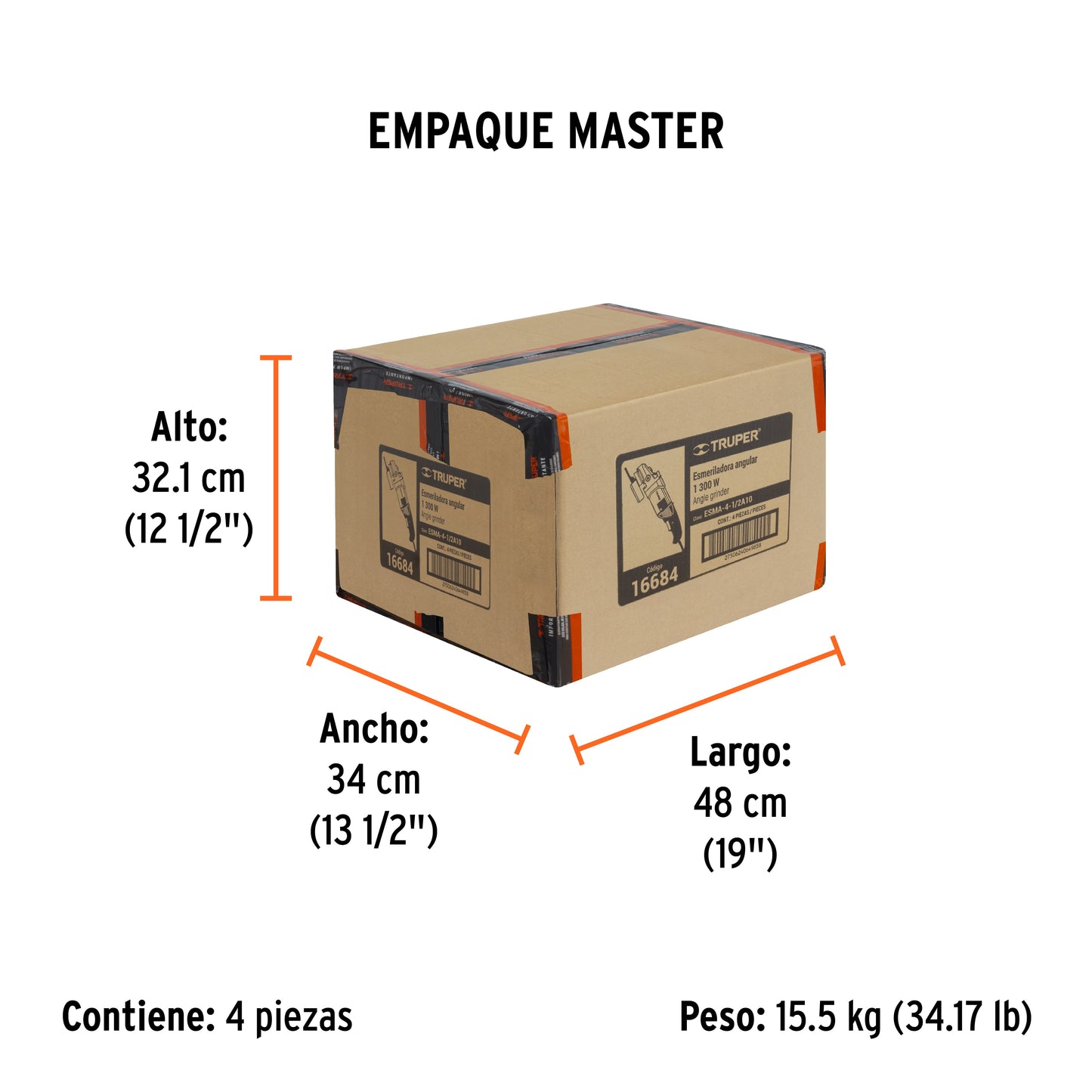 Esmeriladora angular de 1300 W y con interruptor de uso continuo