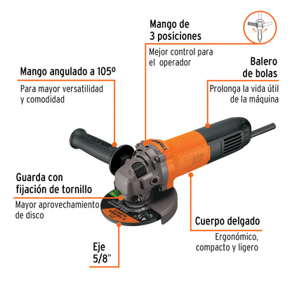 Esmeriladora angular de 700 W y con interruptor de uso continuo