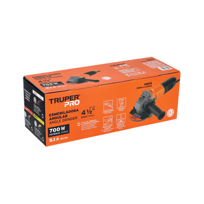 Esmeriladora angular de 700 W y con interruptor de uso continuo