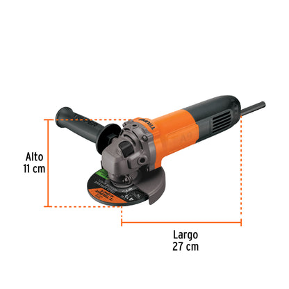 Esmeriladora angular de 800 W y con interruptor de uso continuo