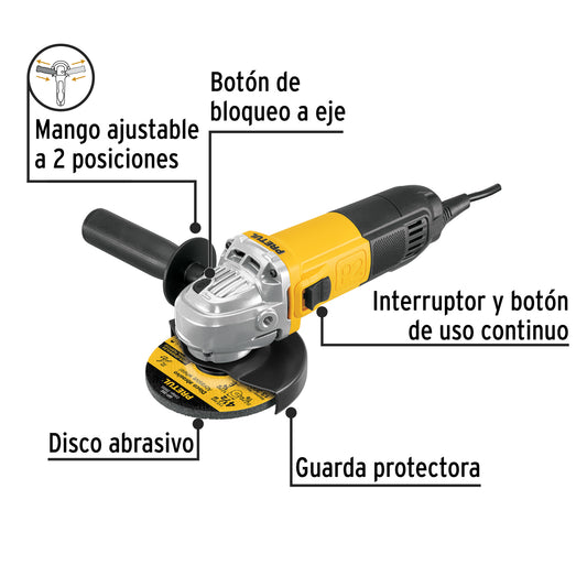 Esmeriladora angular de 700 W y con interruptor de uso continuo