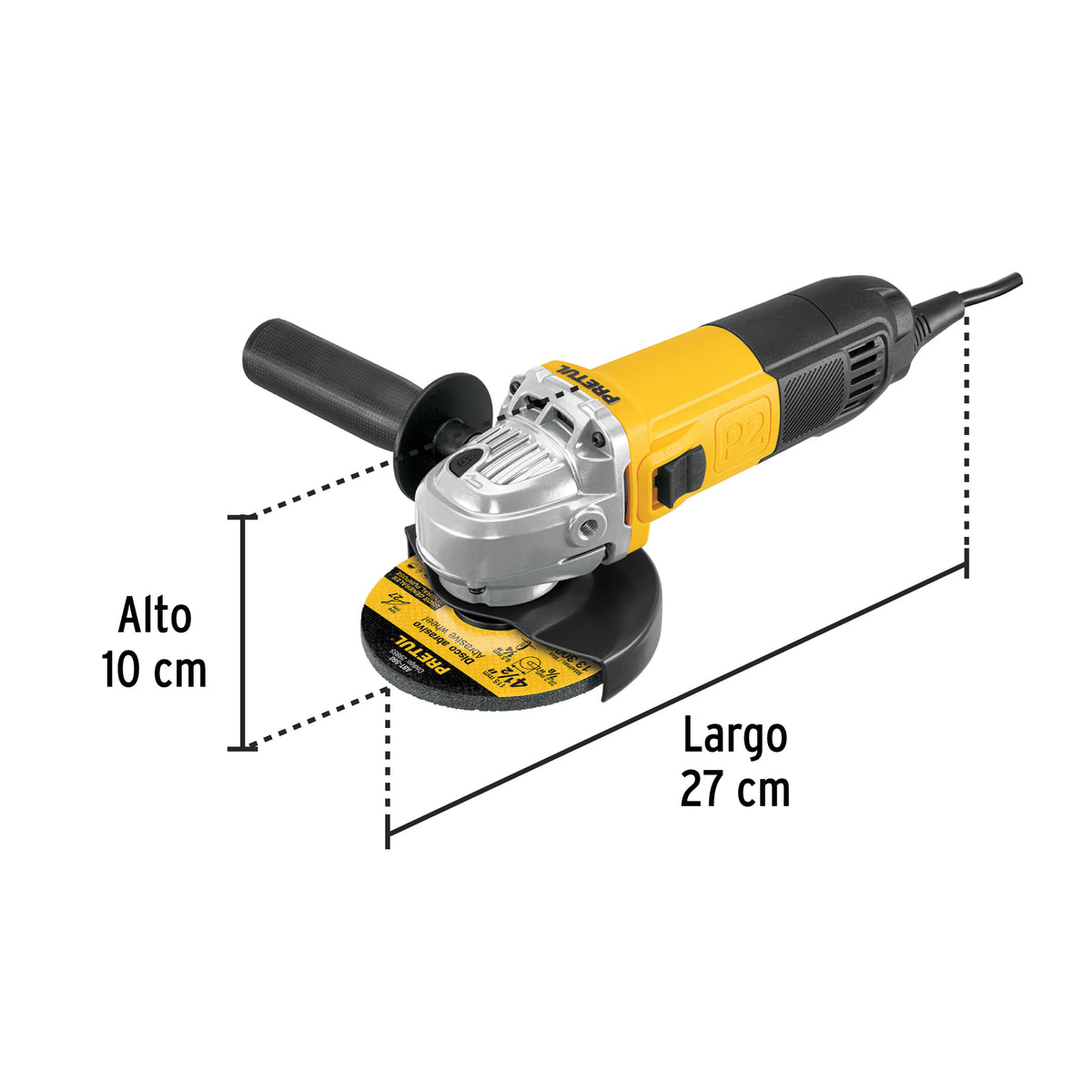 Esmeriladora angular de 700 W y con interruptor de uso continuo