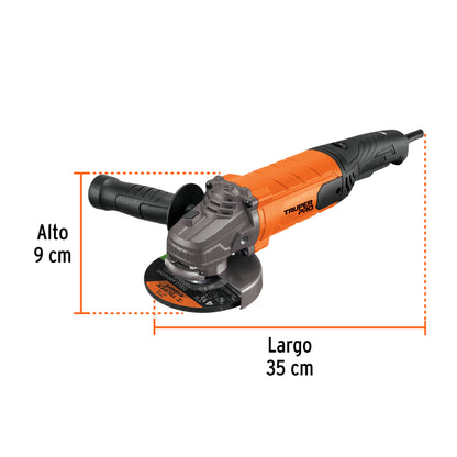 Esmeriladora angular de 1100 W ycon velocidad variable y uso continuo