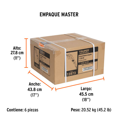Esmeriladora angular de 4-1/2 pulgadas de 1250 W con motor de alto desempeño
