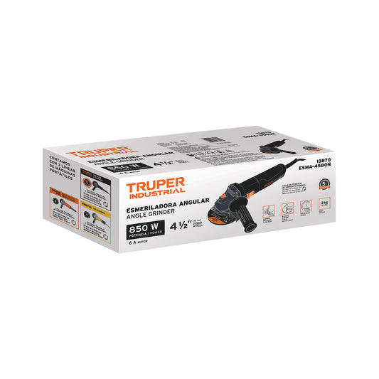 Esmeriladora angular de 850 W y  con interruptor de uso continuo
