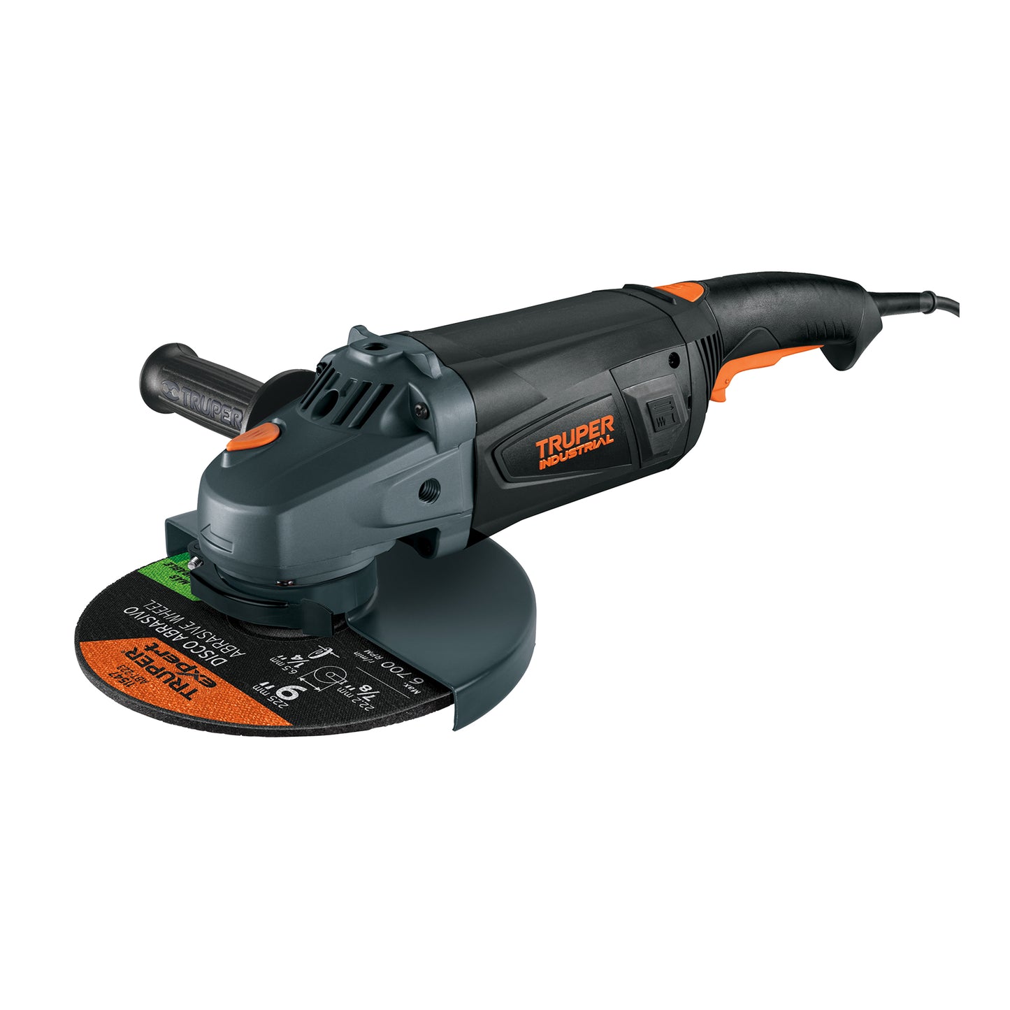 Esmeriladora angular de 2450 W y disco de 9 pulgadas con interruptor de uso continuo
