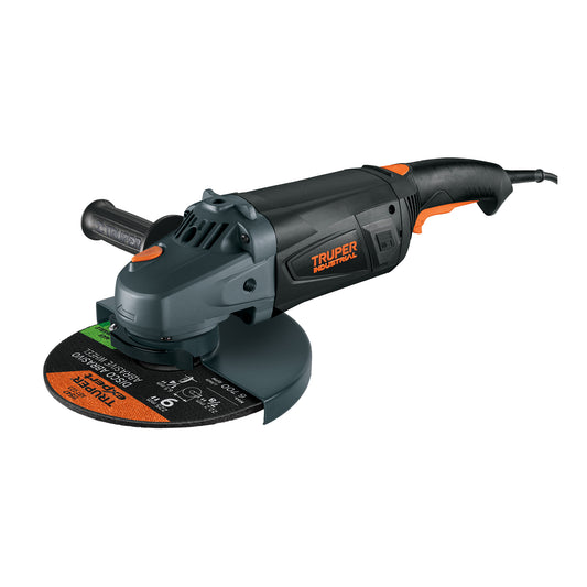 Esmeriladora angular de 2450 W y disco de 9 pulgadas con interruptor de uso continuo
