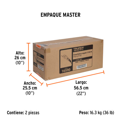 Esmeriladora angular de 2450 W y disco de 9 pulgadas con interruptor de uso continuo